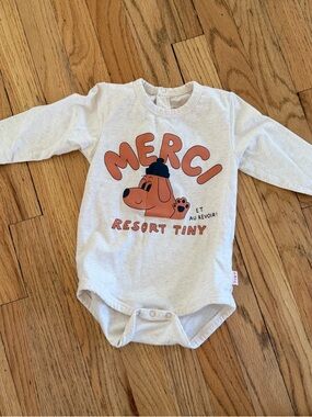 Merci Resort Tiny Cream Kids Long-Sleeve Bodysuit